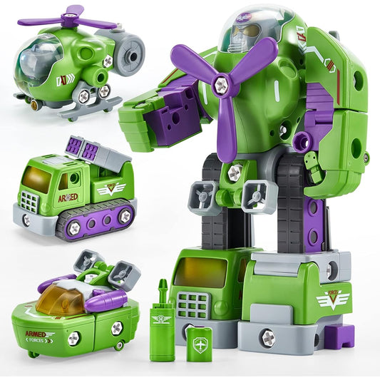 Toys for 4 Year Old Boys and Girls - 3 in 1 Take Apart Robot Kids Toys 3-5-7 STEM Toys for Boys Ages 5+ Transformer Toys Construction 7 8 6 5 4th Birthday Gifts