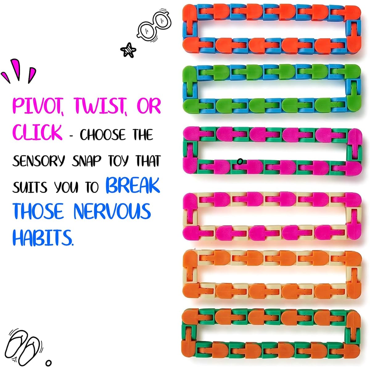 Neliblu Wacky Trucks 6 Pack Sensory Fidget Toys Snap and Click Fidget Cube Puzzle Bulk Purchase - Fidget Toys for ADHD, Autism, Stress Relief Therapy - Fidget Toys for Kids Sensory Keep Fingers Busy and Minds Focused
