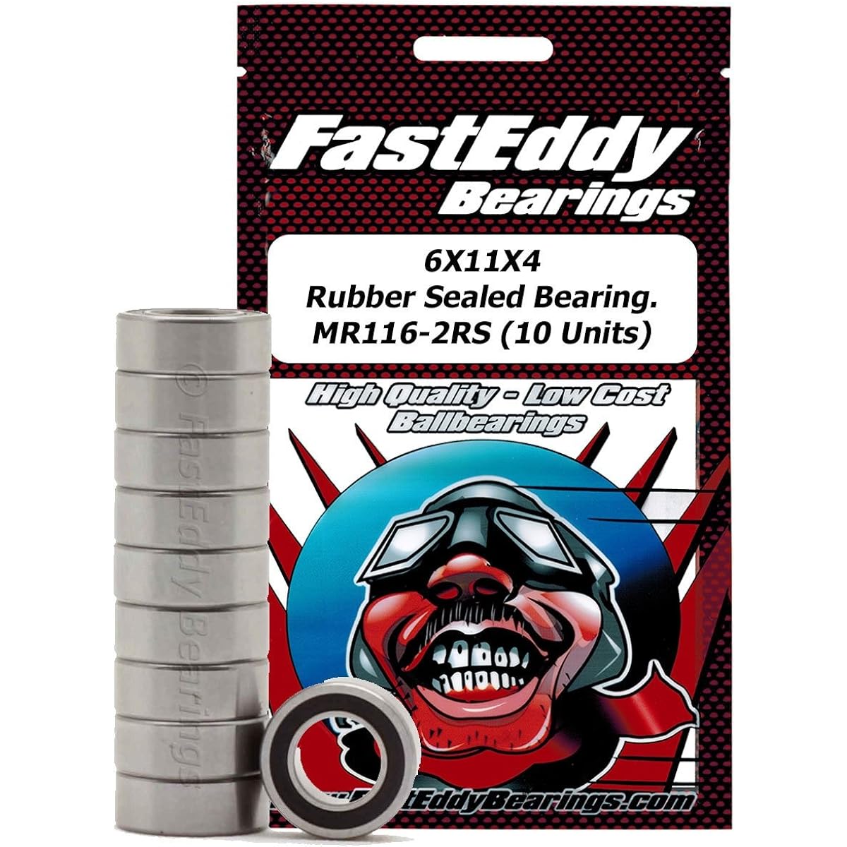 FastEddy Bearing 6X11X4 Rubber Sealed Bearing MR116-2RS (10 Units)