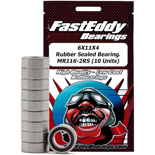 FastEddy Bearing 6X11X4 Rubber Sealed Bearing MR116-2RS (10 Units)