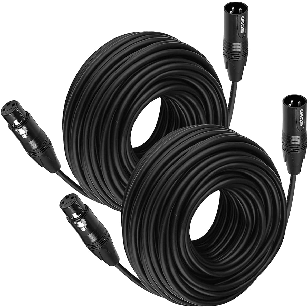 MIKIZ XLR Cable 100ft 2 Pack Premium XLR Male to Female Microphone Cable for Speakers 100ft