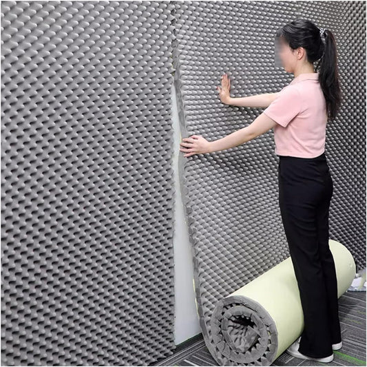 XILYZMO Fireproof Soundproof Padding Acoustic Treatment Foam Panels, High Elasticity Noise Cancelling Foam Pads, Self-Adhesive for Walls (Color : Grey - 7cm, Size : 1x5m)