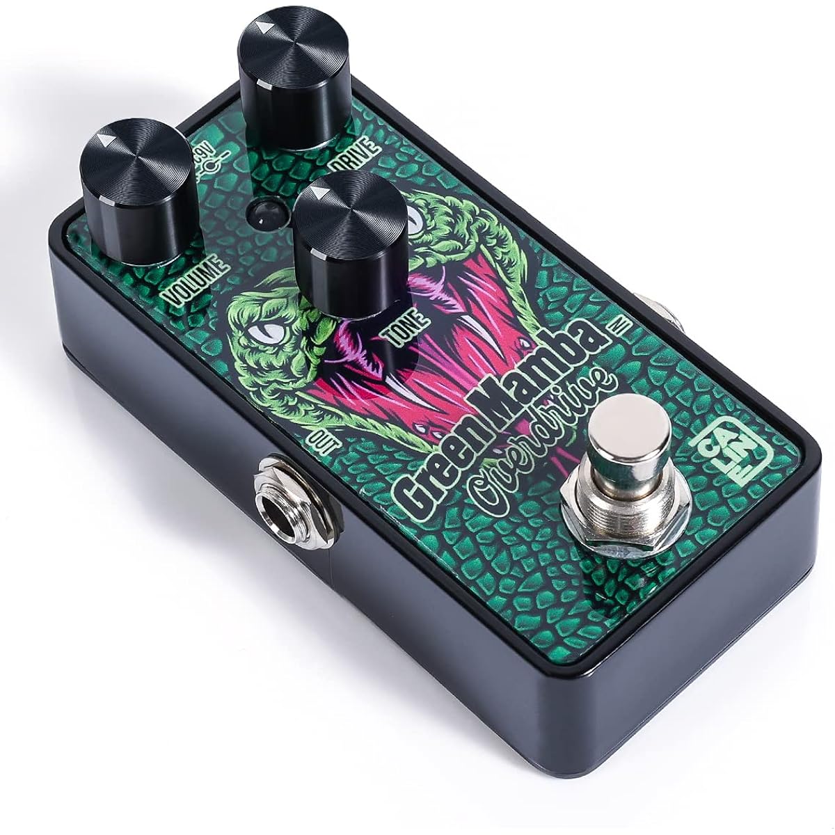 Caline G002 Green Mamba Overdrive Pedal - Electric Overdrive Effect Classical Guitar Effect Pedal with Volume, Drive, and Tone Settings with True Bypass