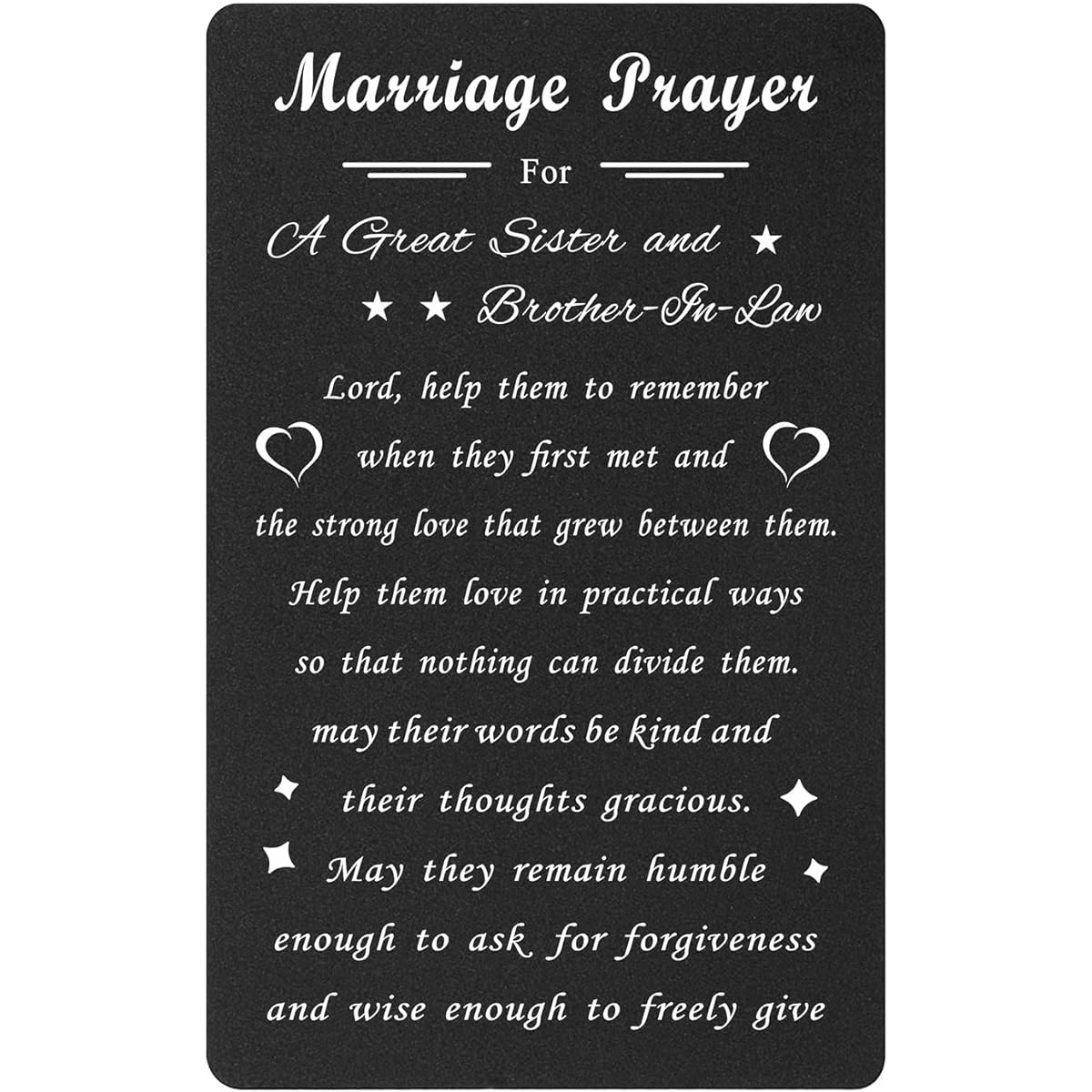 ENGZHI Sister and Brother in Law Anniversary Cards - Wedding Prayer: Lord Loves Them - Newlyweds Wedding Engagement Gifts Keepsake, Metal Wallet Card