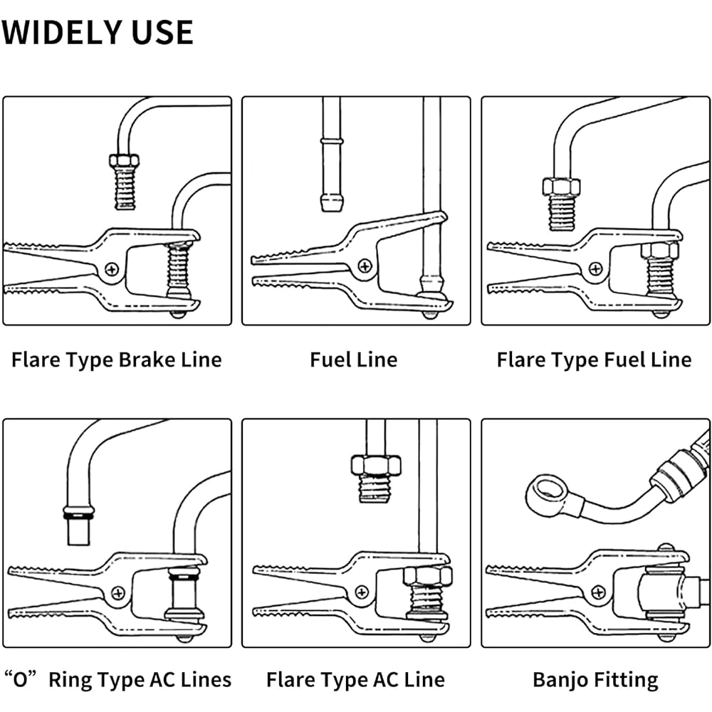MuHize Fluid Line Stopper - Upgraded Auto Fluid Stop Clamp Set (2023 New) Banjo Stopper Universal Master Line Stopper Set Brake Line Fuel Rail Hose A/C Line Banjo Fitting 4 Pieces