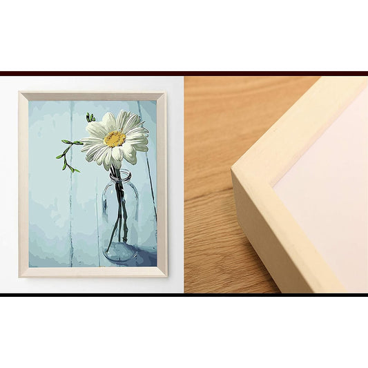 ARTomo Puzzle Oil Painting "Frame + Hanging Hardware Set" Easel & Numbers Oil Painting DIY Coloring Book Anyone can easily and enjoyably paint authentic oil paintings 40x50cm Exclusive (Frame_White Rice)