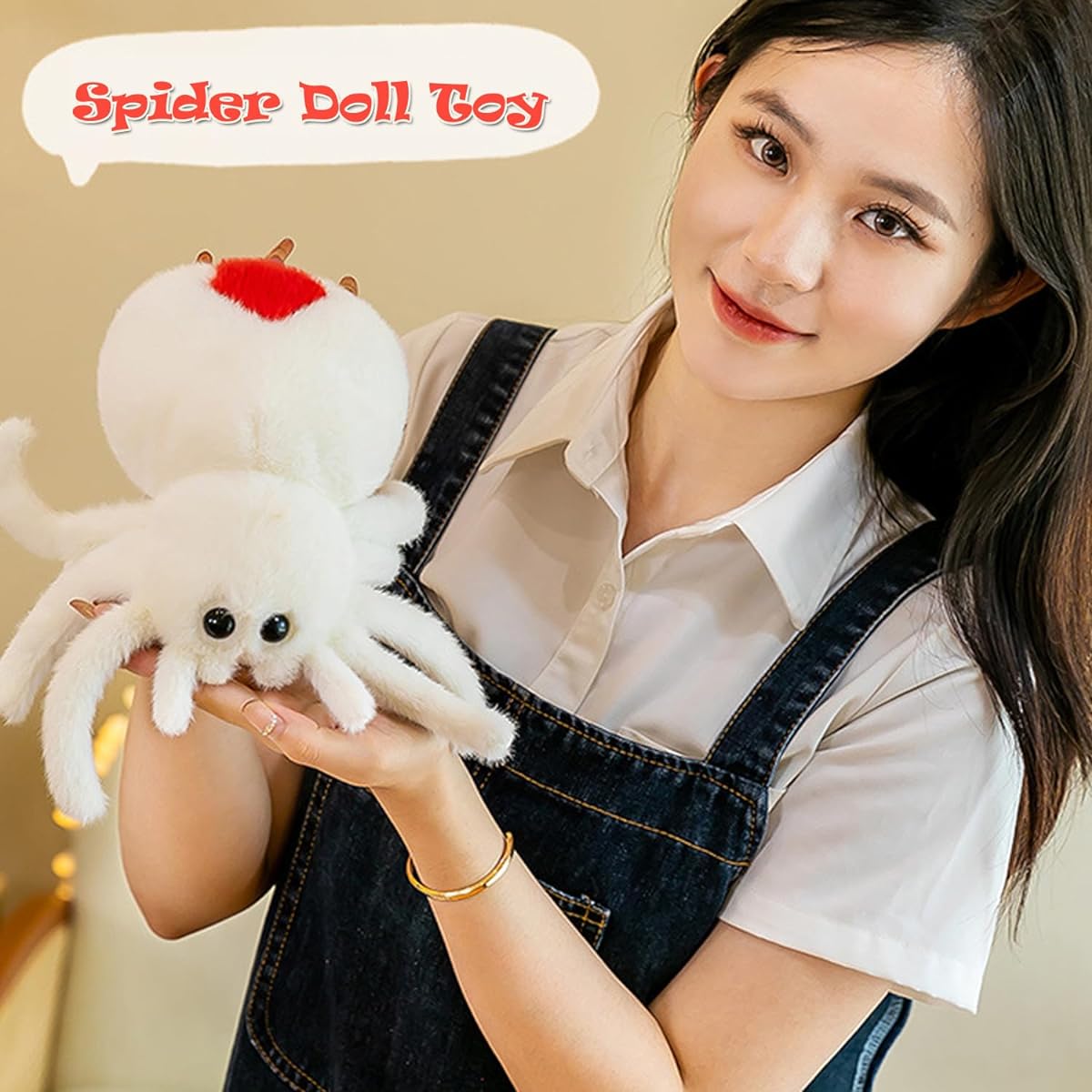 XItbyja Cute Spider Plush Toy 9.8 Inch Cartoon Spider Stuffed Animal Soft Throw Pillow Home Decoration for Adults Kids White