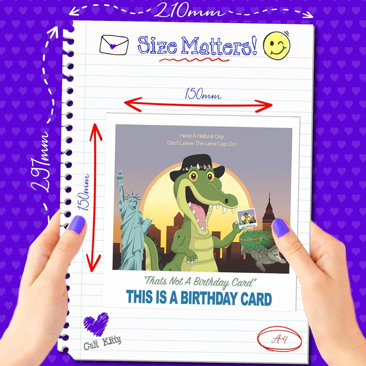 Cult Kitty - That's Not A Birthday Card - Crocodile Birthday Card - Funny Birthday Cards for Him - Birthday Cards for Her - Birthday Cards for Mom - Birthday Cards for Dad - Funny Cards for Husband or Wife