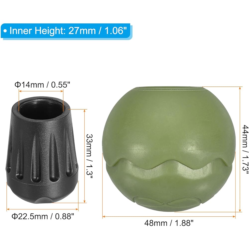 PATIKIL 0.55" Chair Leg Replacement Set of 4 TPE for Outdoor Camping Chair Leg Tip Ball Cap Folding Chair Leg Bottom Protection Suitable for 0.55" (14mm) Chair Legs Green