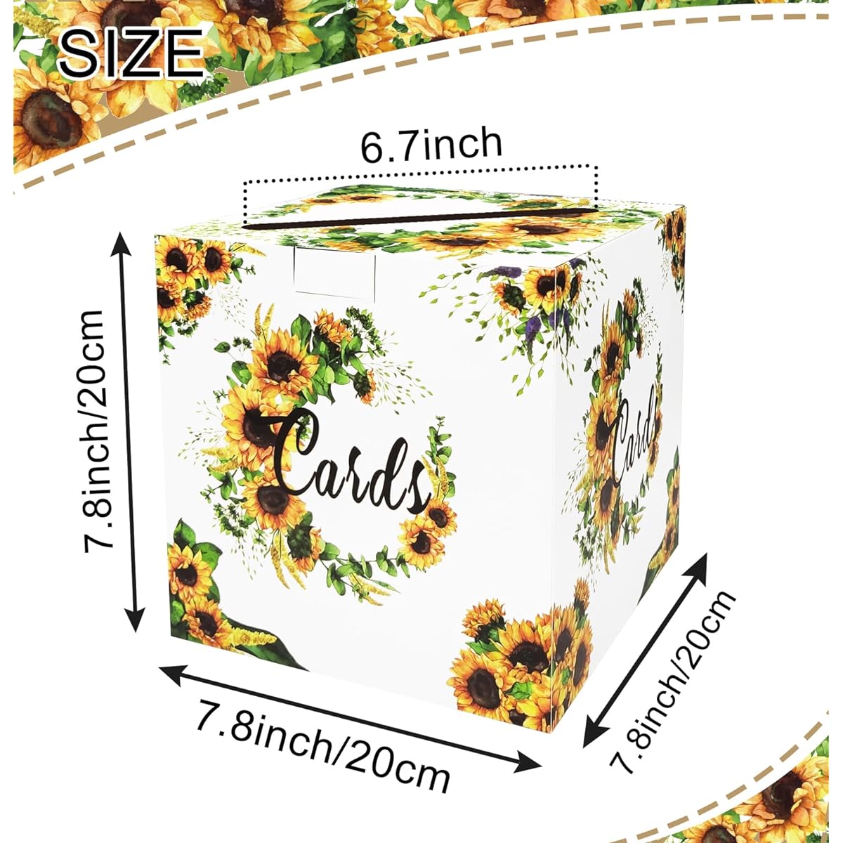 SietDESEO Sunflower Card Box Floral Pattern Money Card Box Gift Card Box Holder Card Box Wedding Reception Birthday Baby Shower Bridal Shower Party Supplies