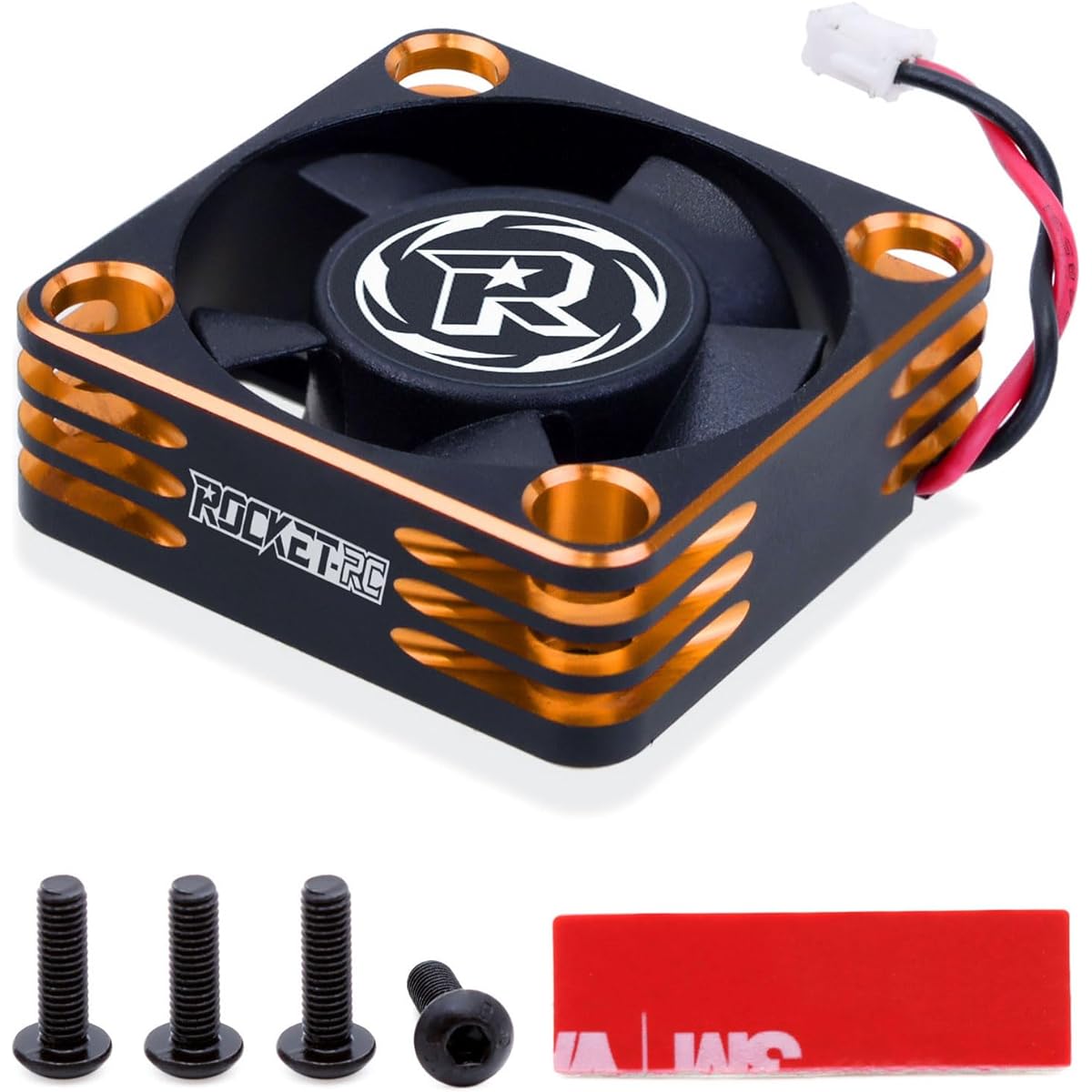 RC Motor Cooling Fan 28000RPM Brushless ESC Aluminum Motor Cooling Fan for RC Car 1/8 1/10 Turbo Esc A3 (Orange Black)