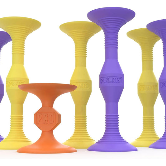 Popdarts Original Game Set (Purple and Yellow) - Indoor Outdoor Suction Cup Throwing Game - Race with POP