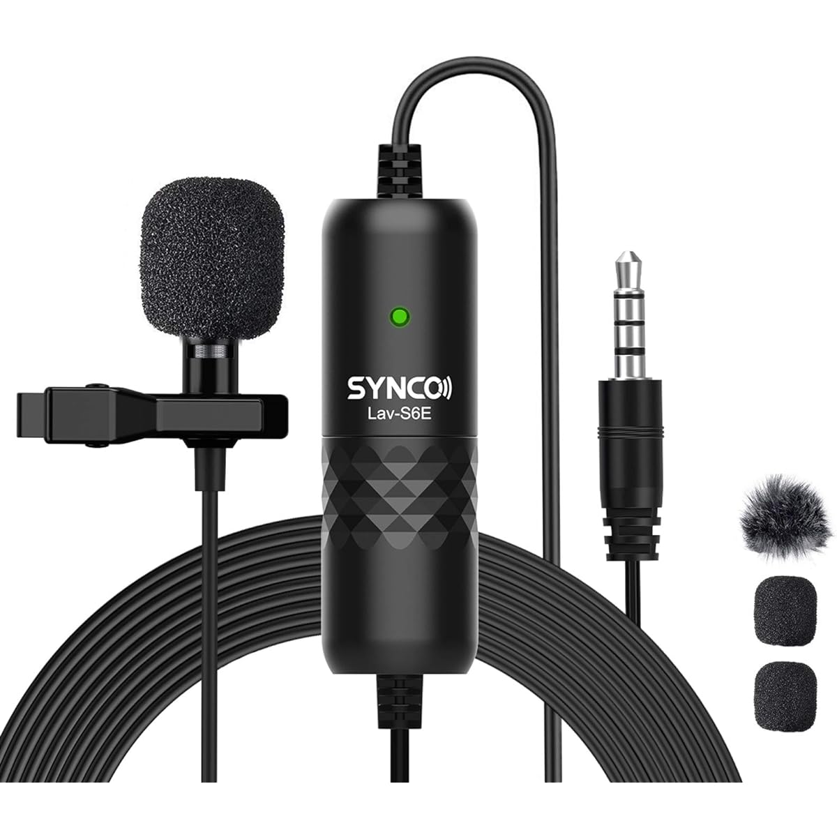Synco-Lav-S6E-Lavalier-Microphone Professional Omnidirectional Condenser Lapel Microphone Recording Mic for iPhone iPad YouTube, Interviews, Videos (6m/23ft Cable)