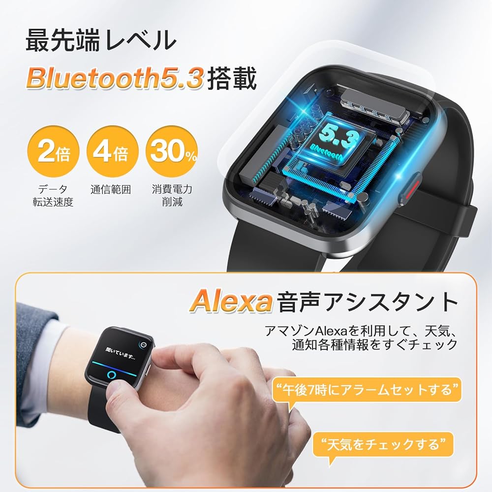 Smart Watch with Call Function Compatible with Alexa iPhone, Latest 2024 Message Notification IP68 Waterproof Sleep Tracker 100 Exercise Modes Step Count Calorie Consumption Record Smart Watch Women's Men's Compatible with Android 1.8 Inch Large Screen G