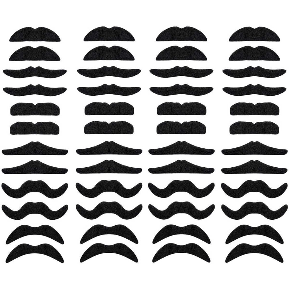 LuckyStar365 48 pcs Novelty Fake Moustaches, Moustache Party Supplies, Self Adhesive Moustaches for Masquerade Party & Performance