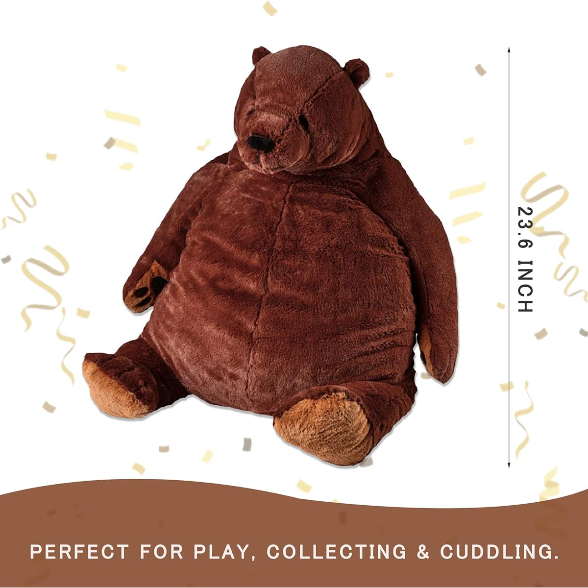 23.6 Inch Giant Simulation Bear Plush Toy Soft Hugging Pillow Stuffed Animal Doll Home Decoration Birthday Gift