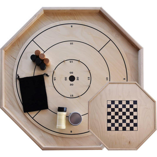The Gold Standard Board - Traditional Octagonal Crokinole Board Game Set