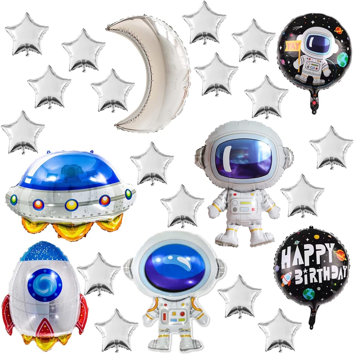 Space Galaxy Foil Balloons Party Decorations Astronaut Astronaut Rocket Airship Star Moon Balloon Birthday Baby Shower Party Supplies Party Favors 24 Pieces