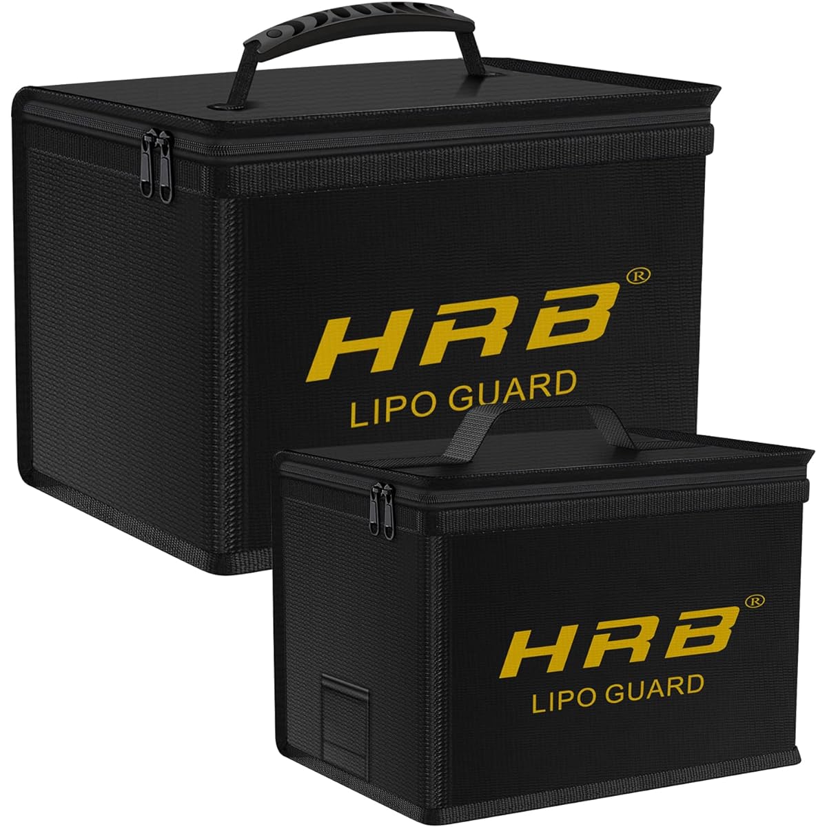 HRB Lipo Bags, Fireproof Lipo Safety Bags, Lipo Battery Bags, Large Capacity Lipo Battery Storage Guard Safety Pouch for Charging and Storage (2 Pack, Large and Small)