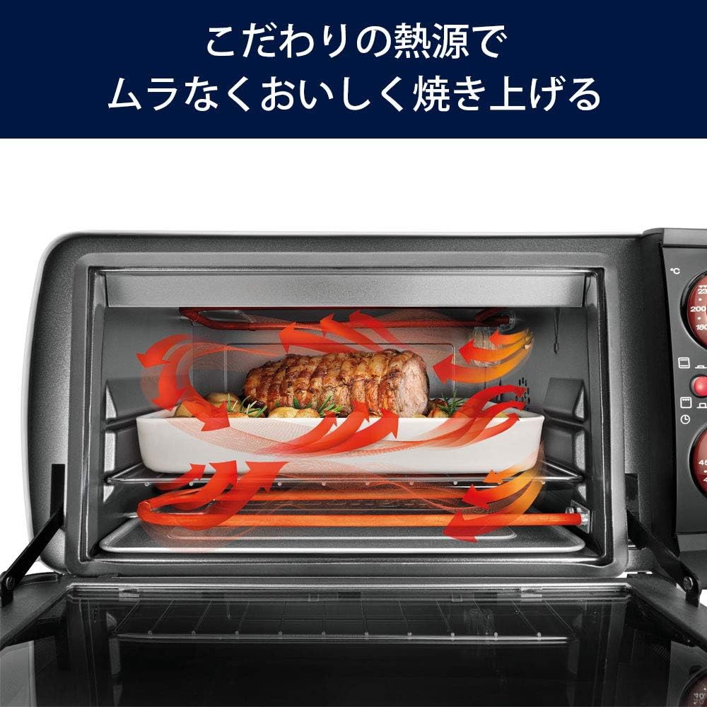 De'Longhi Convection Oven Sfornatuto Ivo EO90155J-W Compact No uneven cooking Simple operation Powerful heating 6 types of cooking functions Deep tray Safety design [White x Black] 3 year warranty with DeLonghi family registration