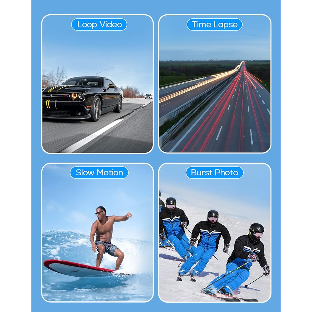 WOLFANG Action Camera 4K 20 Megapixel Underwater Camera Equipped with WiFi Compatible with External Microphone 40M Water Resistant HDMI Output 170 Degree Wide Angle Lens Remote Control Included 2 1050mAh Batteries Action Cam Wearable Camera Wide Range of