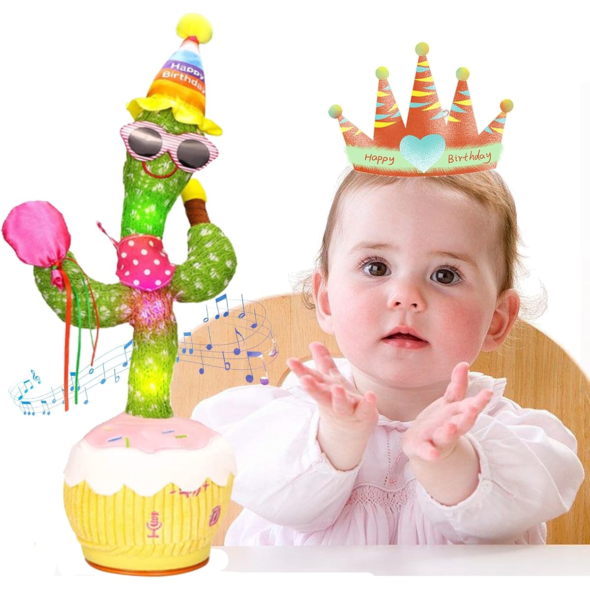 FATIRO Dancing Birthday Cactus Toy, Birthday Gift, Talking Recording Cactus Toy with Light, Can Twist Your Body to Repeat What You Say While Singing the Birthday Song, Fun and Creative Kids Toy