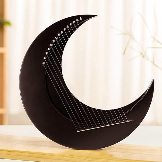 15-string Lyra Harp, Portable Wooden Musical Instrument for Beginners Kids and Adults (Color: Black_No Stand)