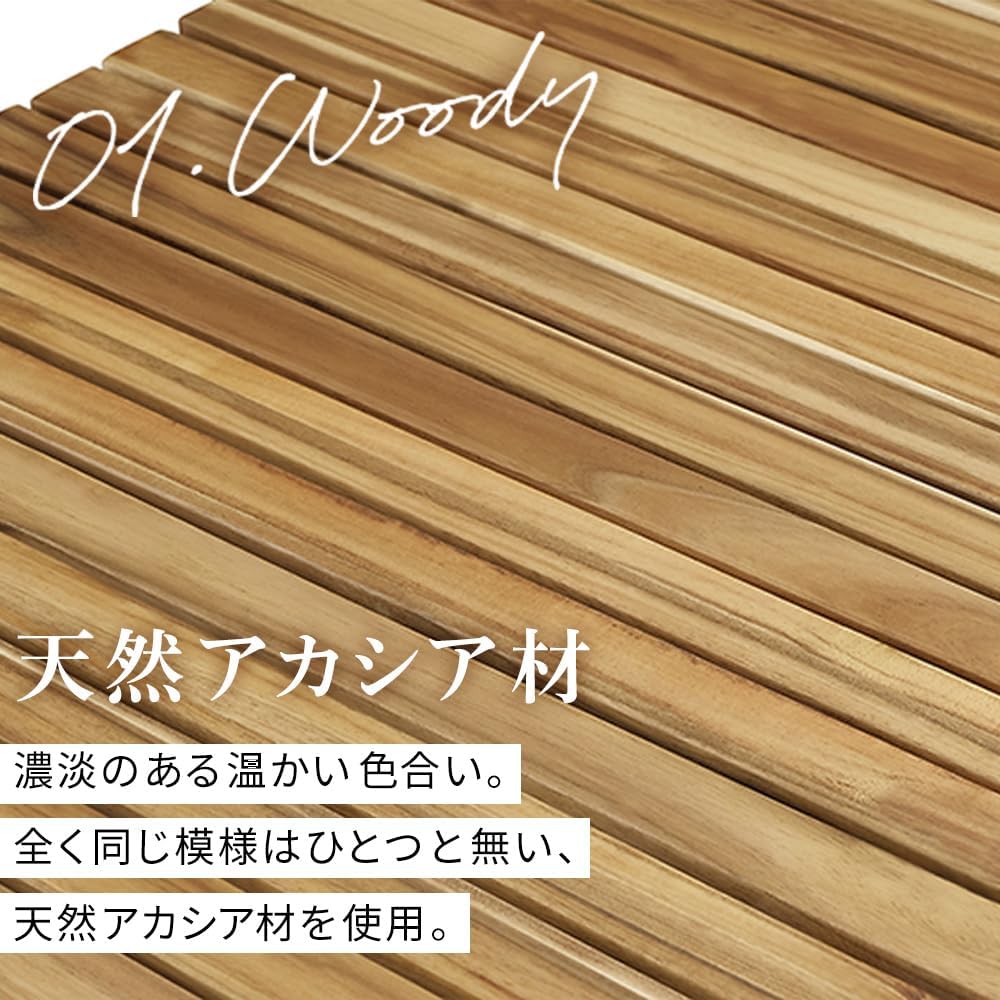 Iris Ohyama Wood Roll Table Width approx. 121 x Depth approx. 60 x Height approx. 44 Acacia natural wood Storage bag included Easy assembly Outdoor Camping