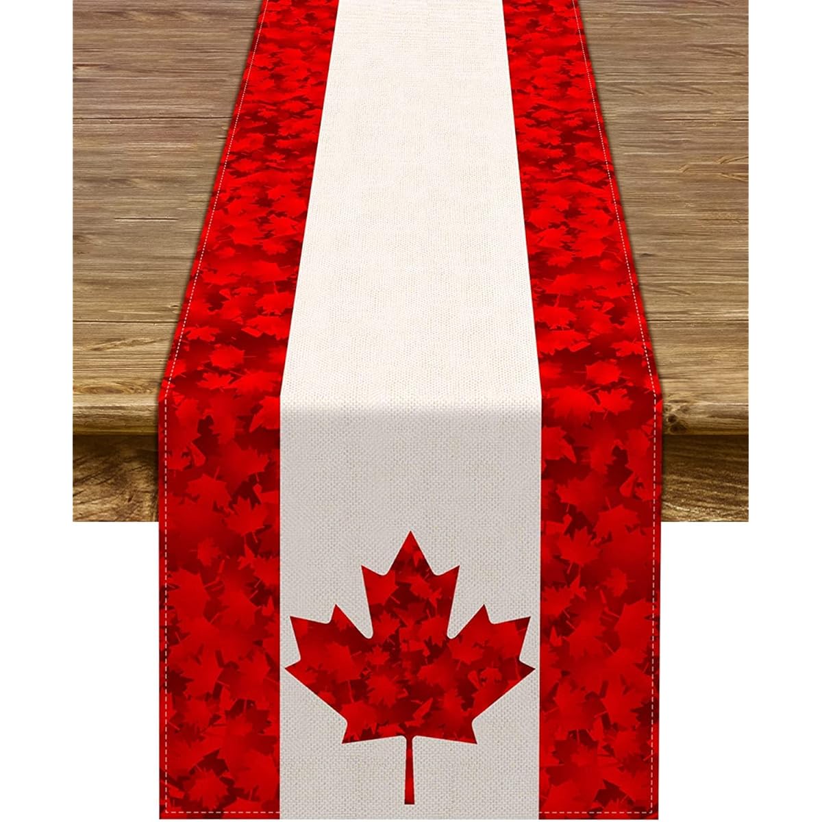 Happy Canada Day Table Runner, Canada National Day Maple Leaf Tablecloth for Holiday Party Kitchen Dining Home Decorations (13" x 90")