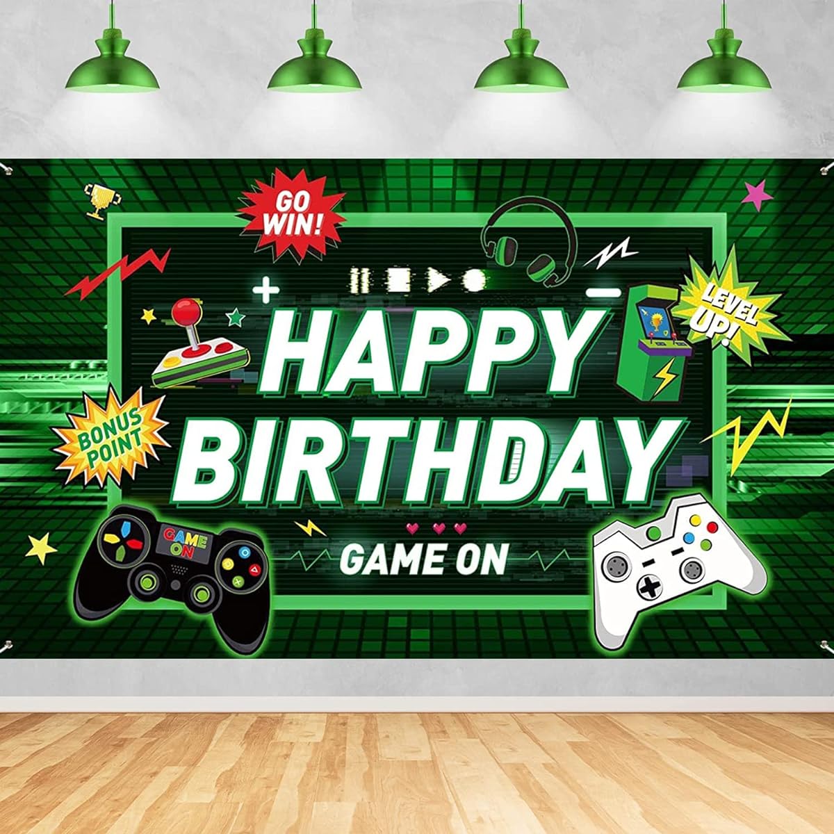 Video Game Backdrop Party Supplies Happy Birthday Banner Game Theme Party Photo Background Kids Boys Birthday Party Decorations