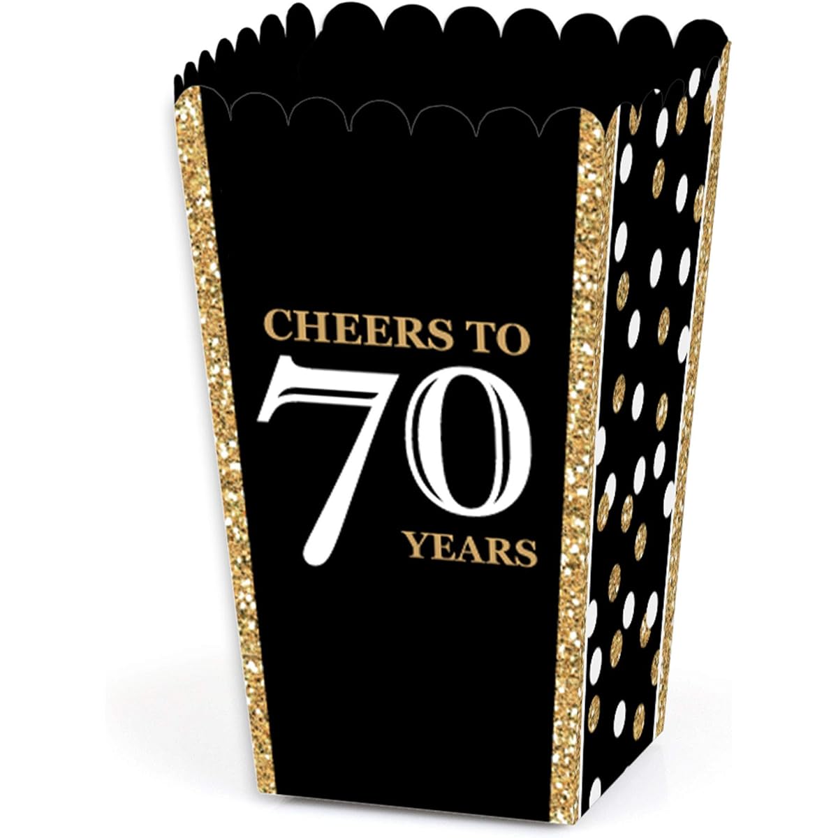 Adult 70th Birthday Gold Birthday Party Favors Popcorn Treat Boxes Set of 12