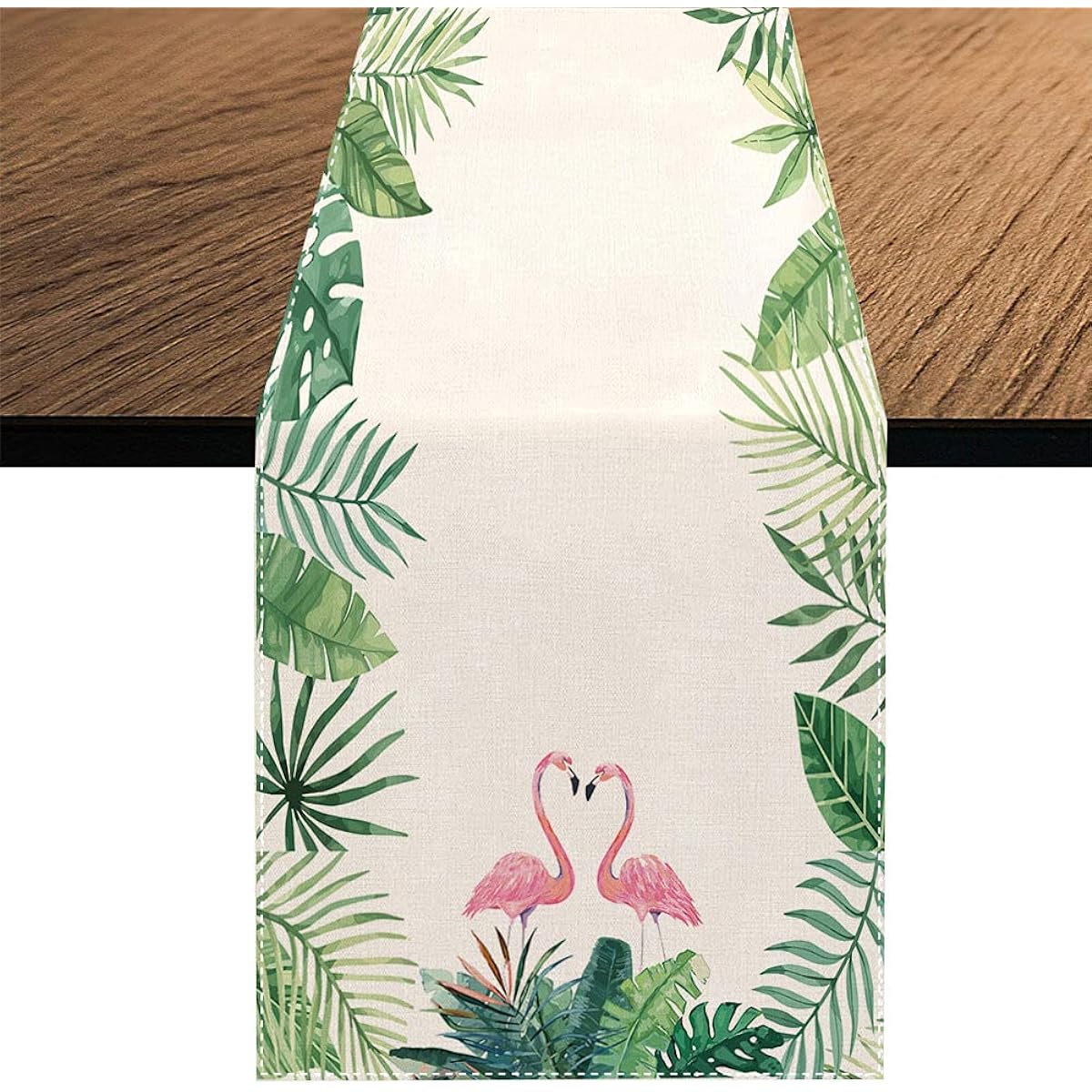Summer Flamingo Table Runner Seasonal Spring Summer Green Botanical Holiday Kitchen Dining Table Decoration Home Party Decor 13 x 70 Inch