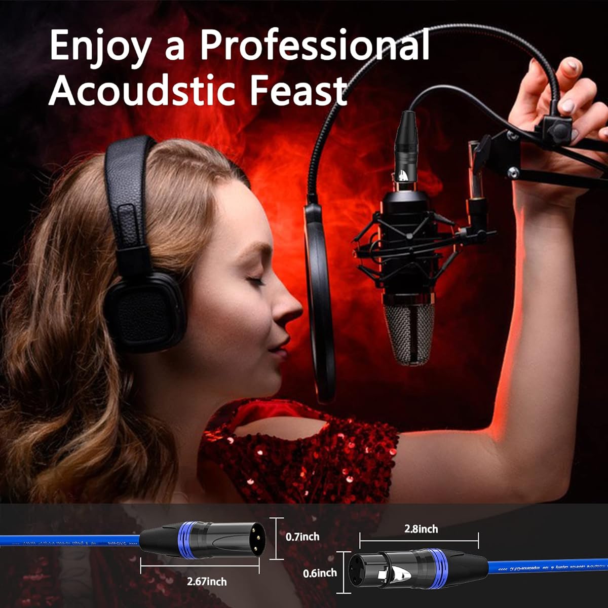 BOYOUYS XLR Cable 10 Feet 6 Pack XLR Microphone Cable XLR to XLR Cable 3 Pin Premium Balanced XLR Male to Female Patch Cord for Microphone Mixer Podcast Studio