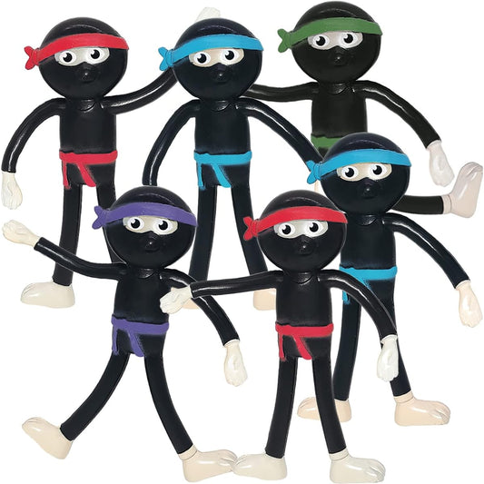 ArtCreativity Bendable Ninja Figures Set of 12 - Bendable Ninja Toys for Kids, Ninja Party Favors for Boys and Girls, Stress Relief Fidget Toys for Kids, Goodie Bag Stuffers, Pinata Fillers