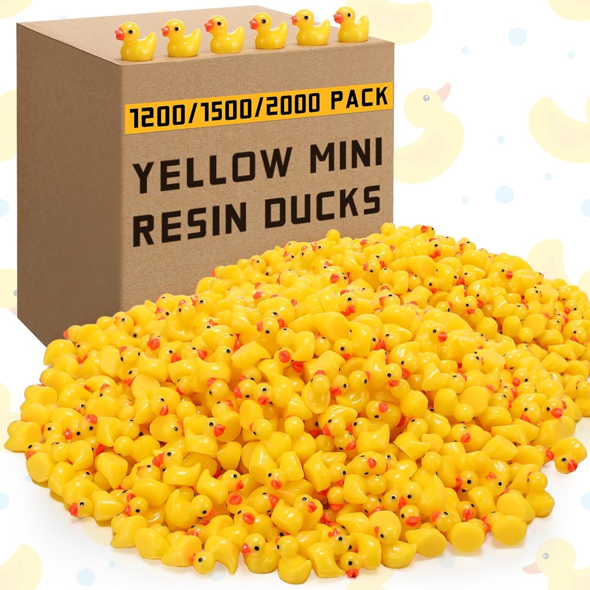 Barydat 1200 Pack Yellow Mini Resin Duck Bulk Mini Duck Miniature Garden Decoration Little Duck Mini Animal Figure DIY Craft Prank Hide Christmas Party Gift Dollhouse Ornament