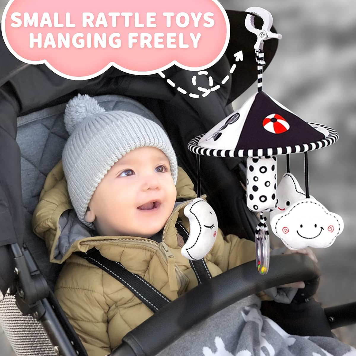 AUYYOSK Car Seat Toys for Babies Hanging Stroller for 3 6 ~ 18 Months Hanging Rattle Toys for Baby Gym Newborn Toys 0 3 Months Infant Toys
