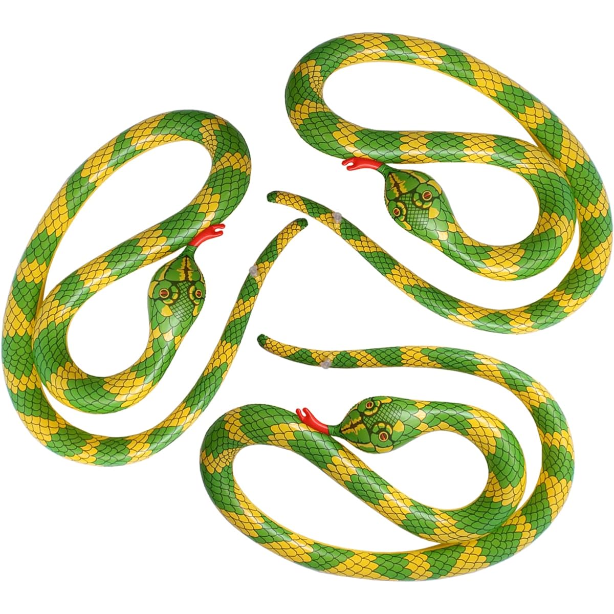 Inflatable Snake, 3 Pack Fake Snakes, 35.4 Inch Large Inflatable Snake for Garden Pool Halloween Decoration