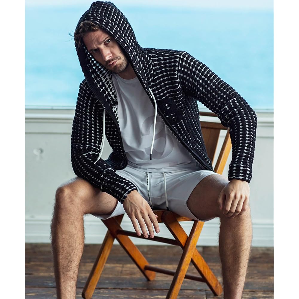 [1PIU1UGUALE3 RELAX] Unopiuunouguaretore 3 logo big waffle zip hoodie uso-21029