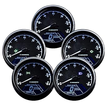 DKMOTORK 0011 Digital Gauge Motorcycle Speedometer/Tachometer/Odometer MPH KM/H Universal Multifunction Indicator Light Display Black
