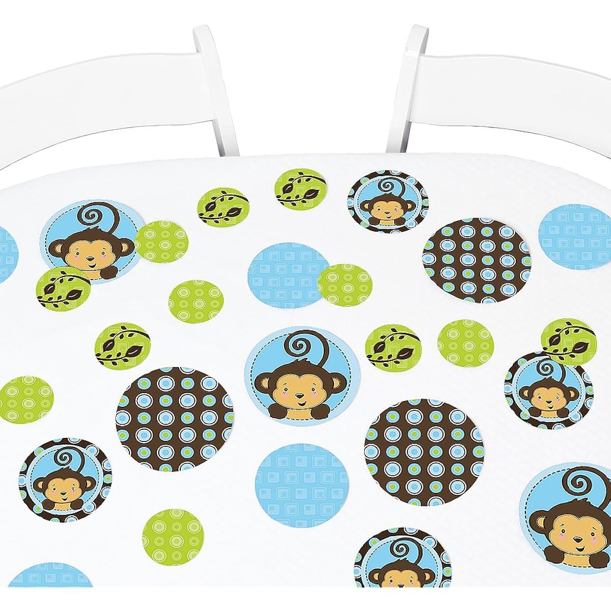 Big Dot of Happiness Blue Monkey Boy - Baby Shower or Birthday Party Giant Circle Confetti - Party Decorations - Large Confetti 27 Count