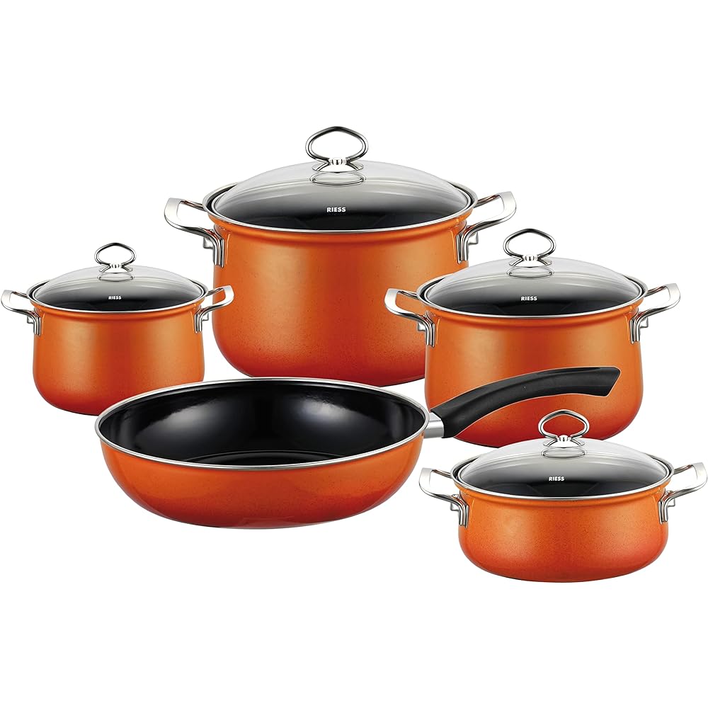 RIESS Two Hand Pot Coral 1kg Casserole Meter Glasd 24cm 4L 0658-034