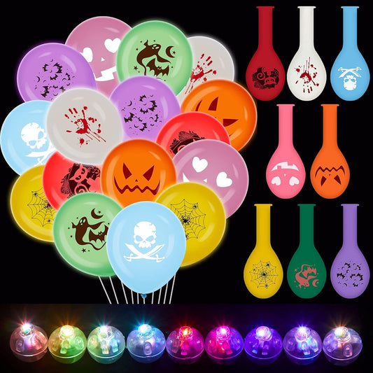 80 Pieces Halloween LED Balloons 10 Inch Latex Round Light Up Balloons Multicolor Bright Party Balloons for Halloween Party Glow Balloons Halloween Supplies (Multicolor)