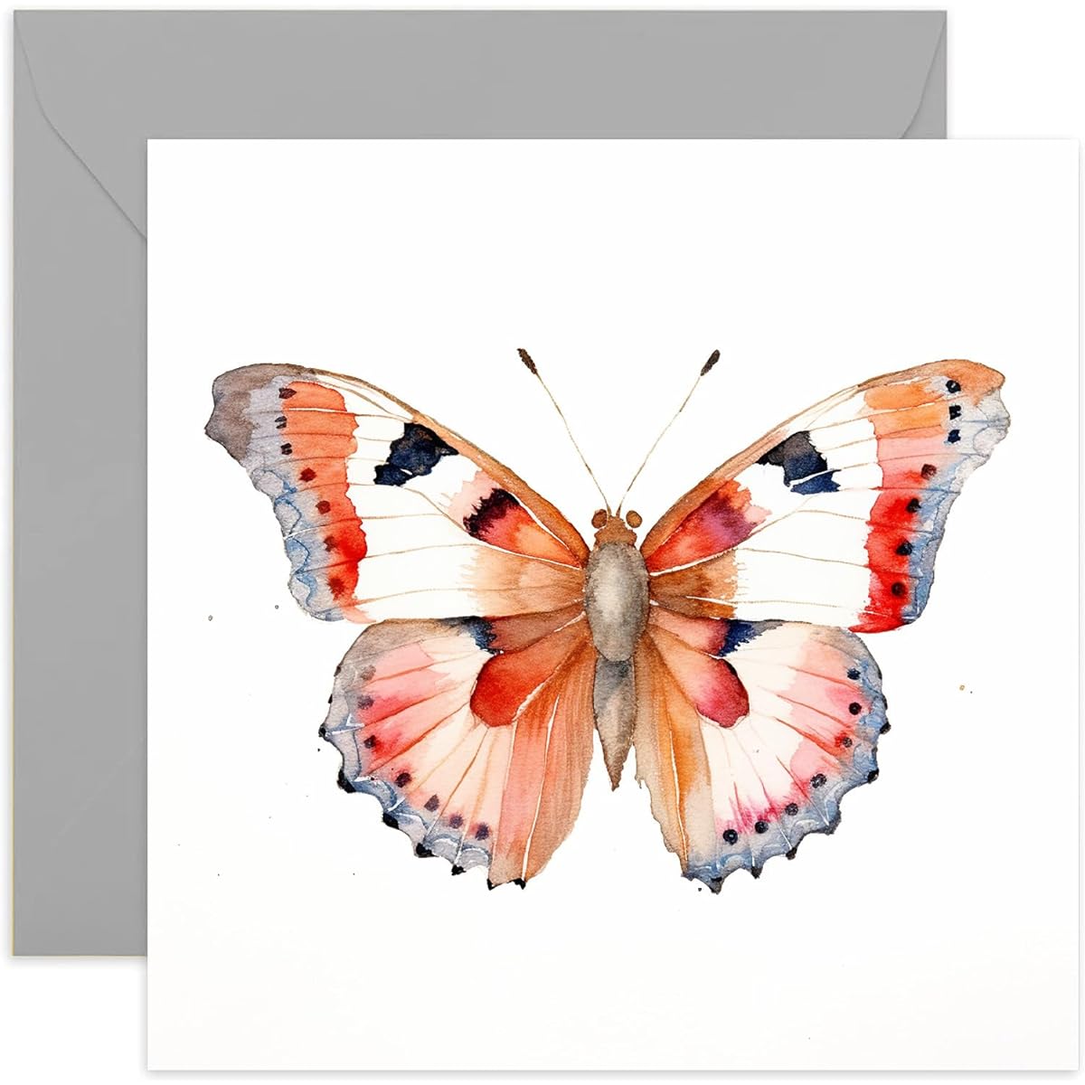 Old English Co. Watercolor Butterfly Greeting Card for Birthday - Cute Birthday Card for Mom, Nan, Sister, Her - Wildlife Art Card Thank You for Thinking of You Just Because | Blank Envelope Inside