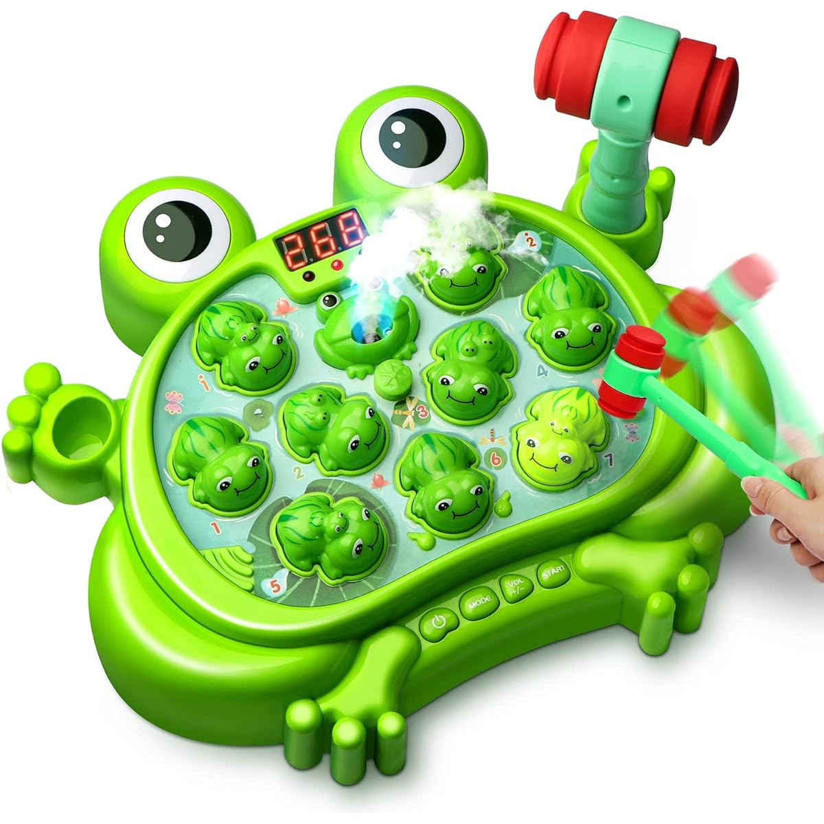 HopeRock Toddler Toys,Toys for 2 Year Old Boy,Whack A Frog Game,5 Modes,45 Levels,with 9 Music Spray and Light-up,Baby Toy Gifts for Early Learning Education,Birthday Gift for Kids Age 2-5