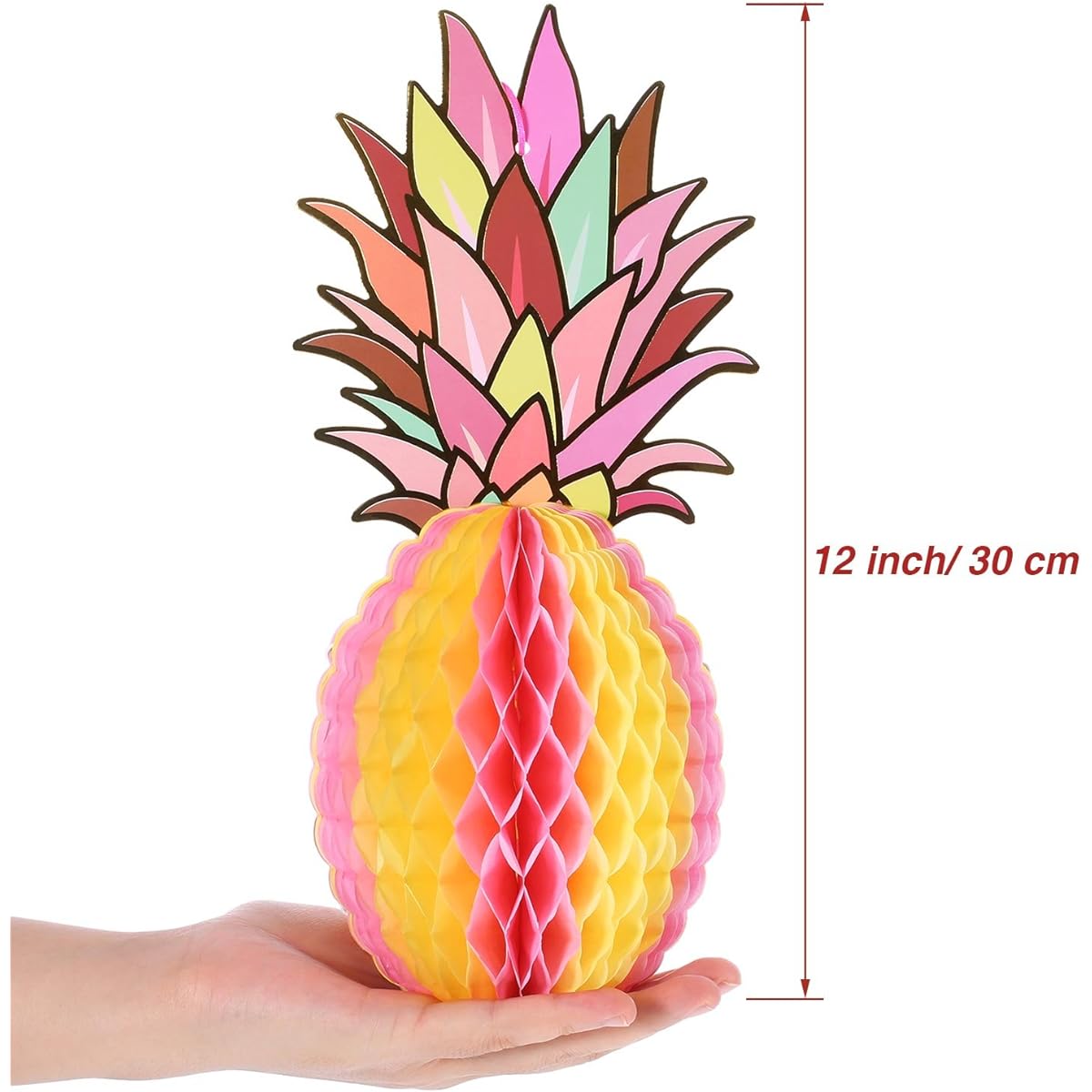 6 Pieces Colourful Tissue Pineapple Honeycomb 30cm Paper Hawaii Fruit for Tropical Hawaiian Summer Theme Party Beach Decor Wedding Birthday Favour