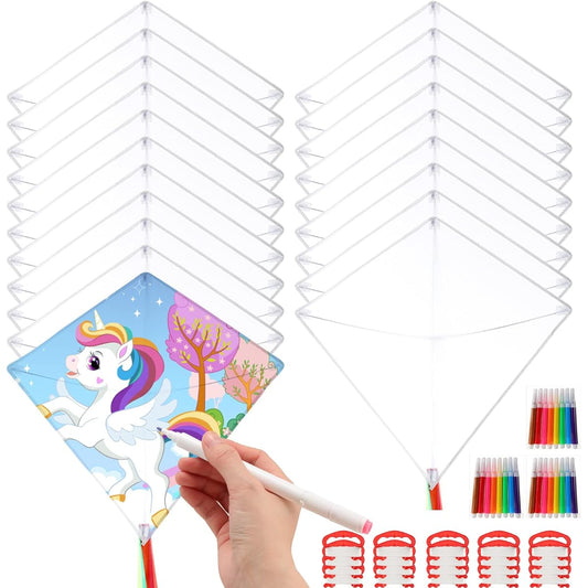 20 Packs DIY Kite Kids Kite Making Kit Bulk Buy Kite Making Kit Easy Flying Kites Make Your Own Kites Make Your Own Kites Decoration Coloring Kites Party Pack Make Your Own Arts and Crafts Outdoor Activities Supplies
