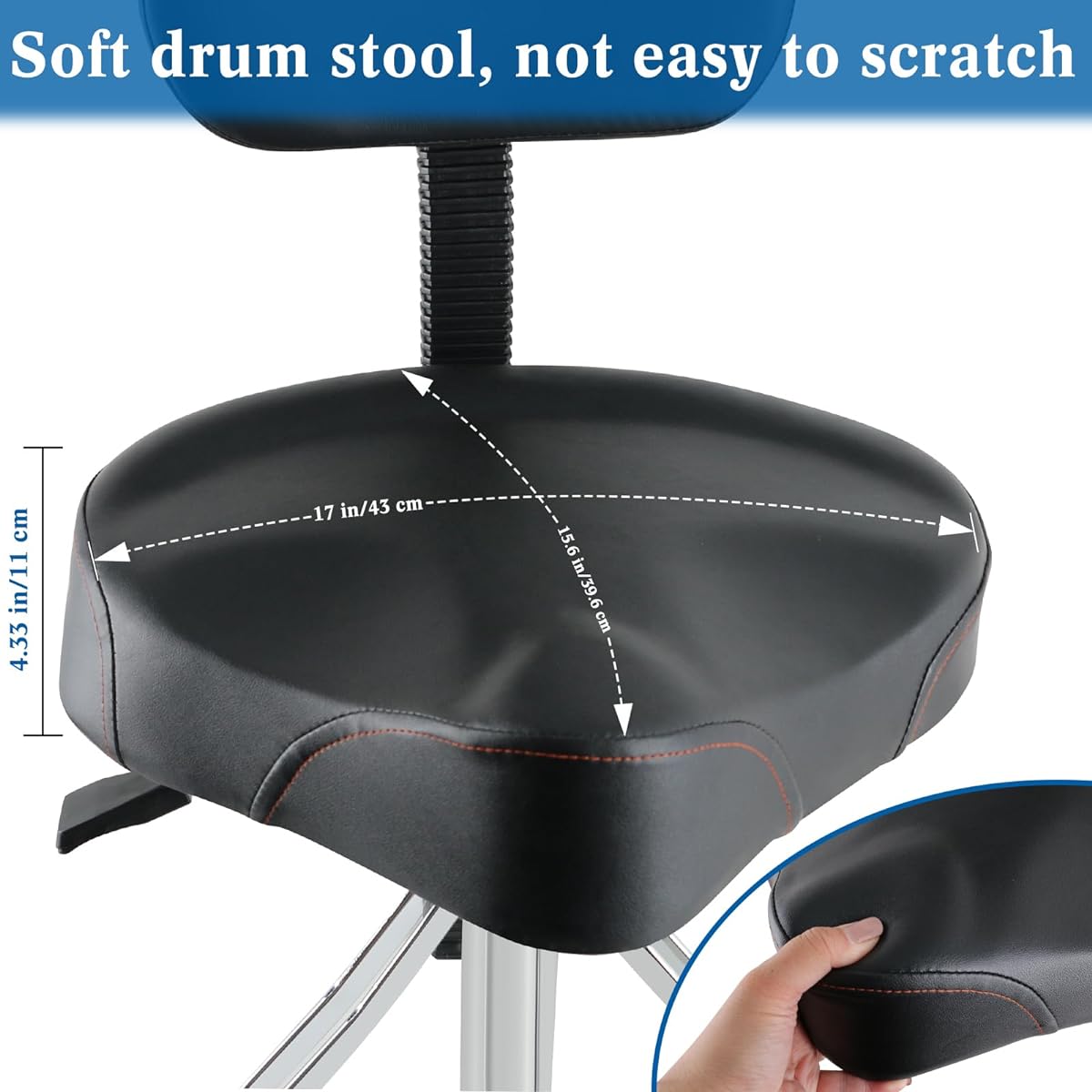 EASTROCK Drum Throne Height Adjustable Motorcycle Style Heavy Duty Drum Chair with Backrest Drum Stool Drummer for Adults