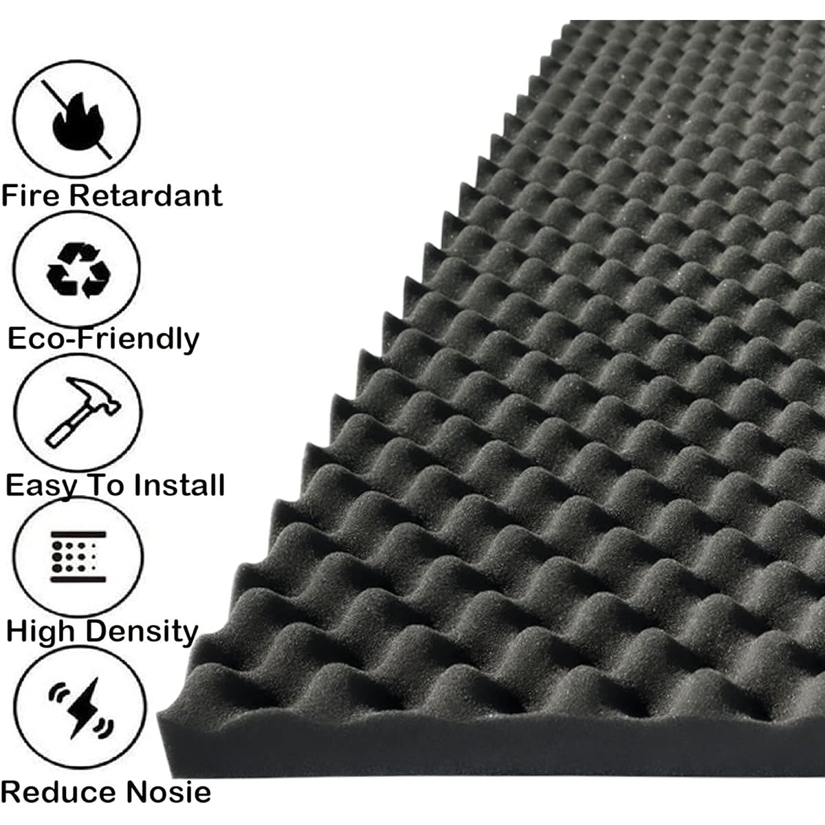 KTOESHEO 4 Pieces Egg Crate Foam Soundproof Foam (4P Black)