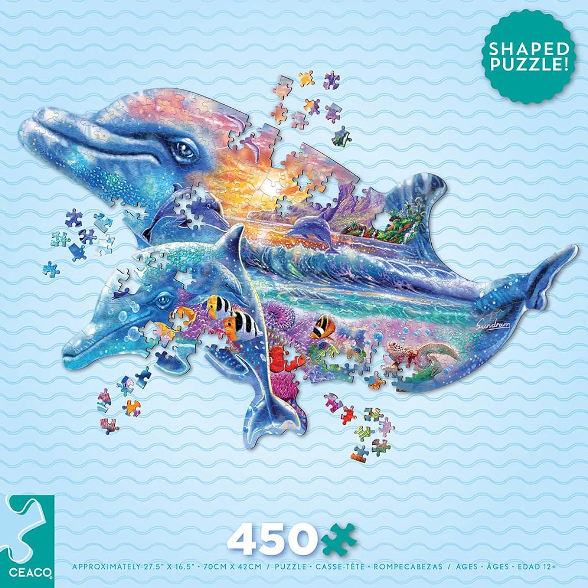 Ceaco - Shape Puzzle - Dolphin - 450 Piece Jigsaw Puzzle