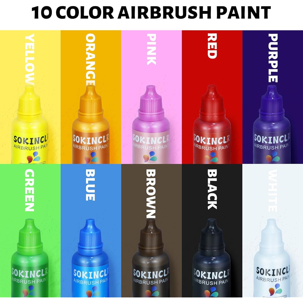 Airbrush Paint - Perfect for Artists and Beginners - Complete Water-Based Airbrush Paint Set with Thinner, Cleaner, Mixing Cup, Mixing Stick and Gloves